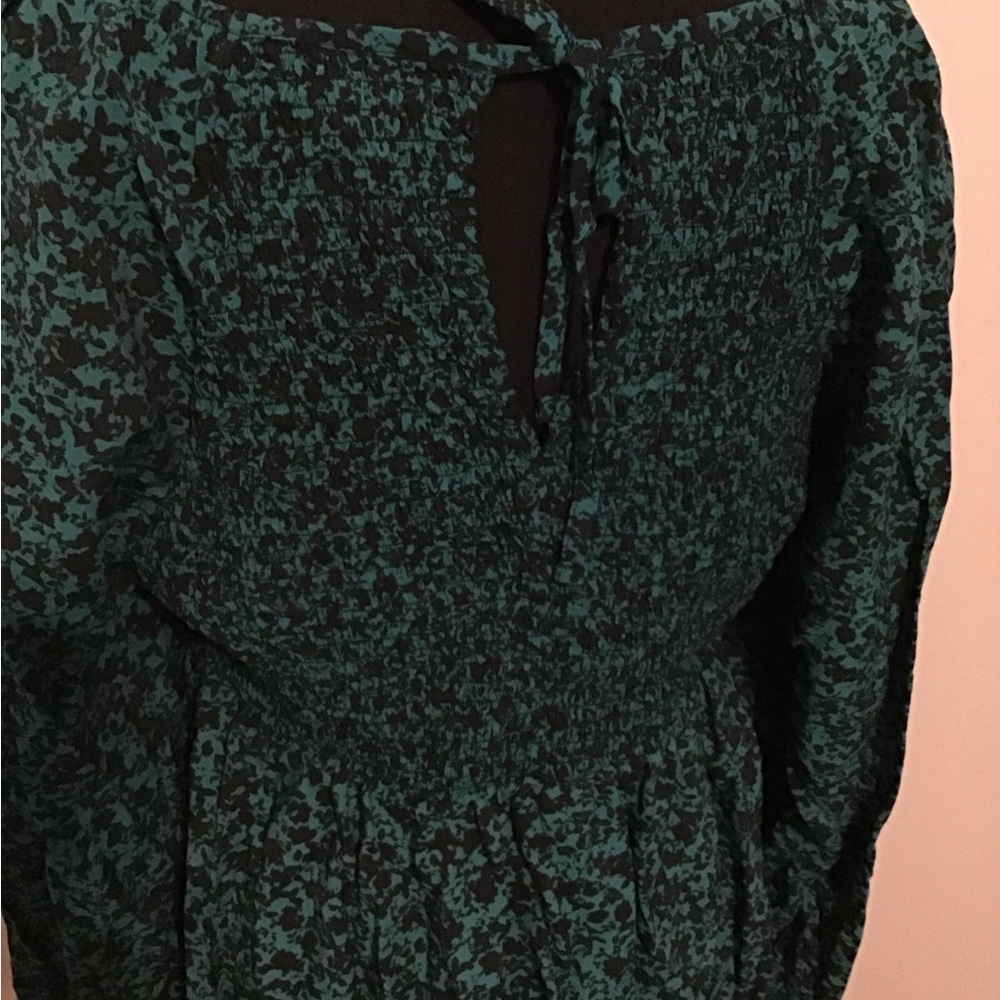 Ava & Viv Teal Floral Blouse - Picture 4 of 7